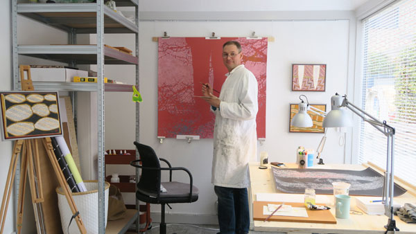 Niels Borring i sit atelier i Adelgade 2017